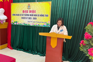 ĐẠI HỘI CÔNG ĐOÀN CƠ SỞ TRƯỜNG MẦM NON XÃ HỒNG THÁI NHIỆM KỲ 2023-2028